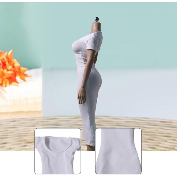 Oshhni Abito Femminile 1/6 Bianco Vestito Aderente per Figure da Collezione
