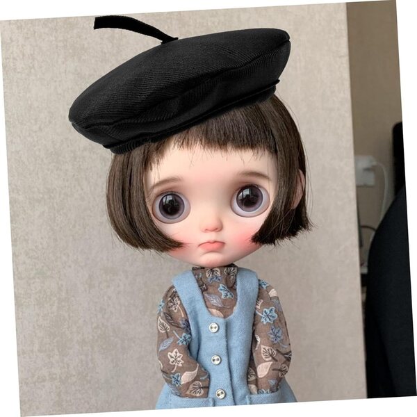 Mini Berretto Nero in Cotone per Bambola 20 cm – Accessorio Fai da Te per Decorazioni e Cosplay