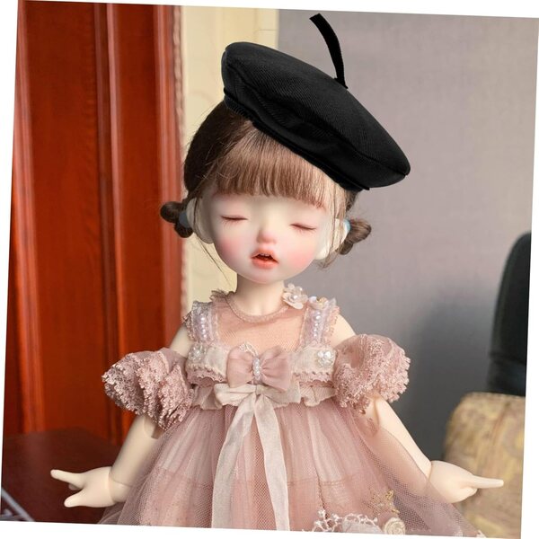 Mini Berretto Nero in Cotone per Bambola 20 cm – Accessorio Fai da Te per Decorazioni e Cosplay