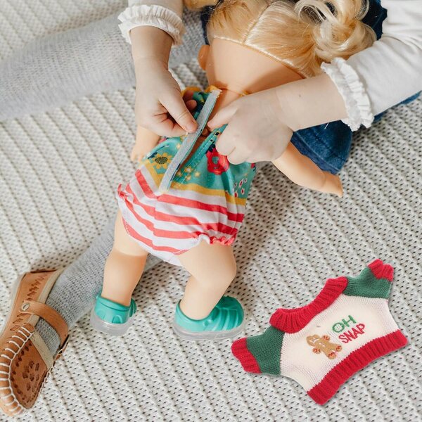 Set 5 Maglioni Natalizi Lana per Bambole 30 cm con Motivi Orsetto e Babbo Natale