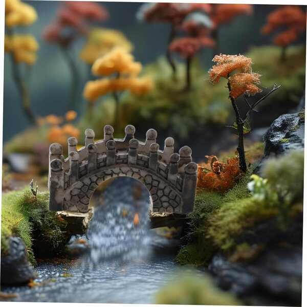 INOOMP 2pezzi Ponte Miniatura in Resina per Terrari e Micro Paesaggi Decorativi