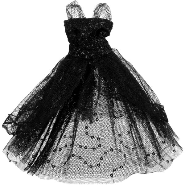 Schwarzes Ballettkleid für 30-cm-Puppen mit elegantem mehrlagigem Tutu-Rock