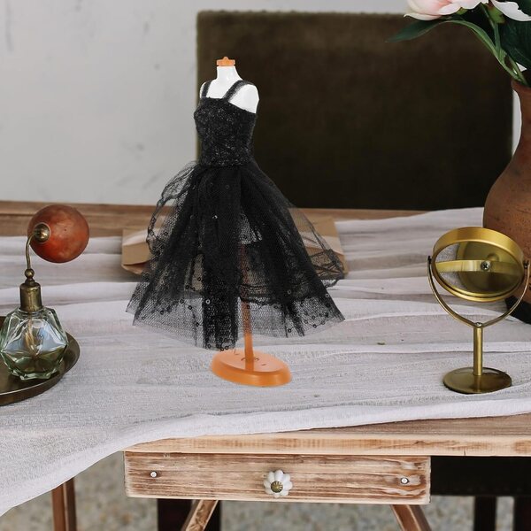 Schwarzes Ballettkleid für 30-cm-Puppen mit elegantem mehrlagigem Tutu-Rock