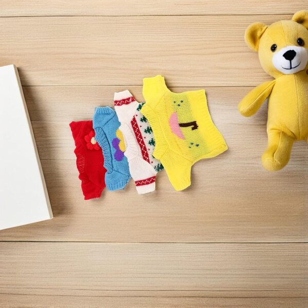 HEMOTON Set 4 Vestiti per Orsetti di Peluche 30 cm in Cotone Uncinetto Natale