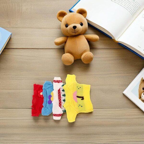 HEMOTON Set 4 Vestiti per Orsetti di Peluche 30 cm in Cotone Uncinetto Natale