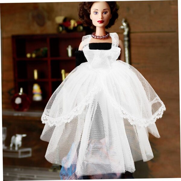 Abito da Sposa per Bambola in Tulle Bianco, Vestito Decorativo Fotografico