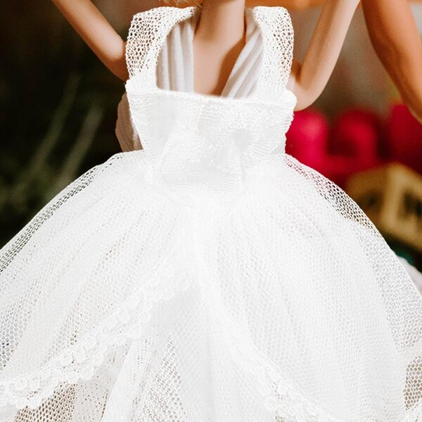 Abito da Sposa per Bambola in Tulle Bianco, Vestito Decorativo Fotografico