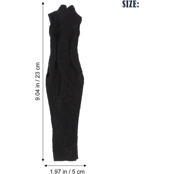 ORFOFE Costume Cheongsam Nero per Bambole BJD, Lavabile e Sostituibile, 23 cm