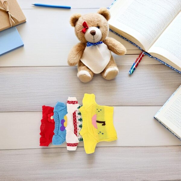4er-Set Baumwollkleidung für Teddybär 30 cm – austauschbare Häkelkleidung