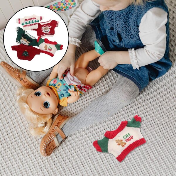 Set 5 Maglioni Natalizi in Lana per Bambole 30 cm - Abbigliamento Festivo Invernale
