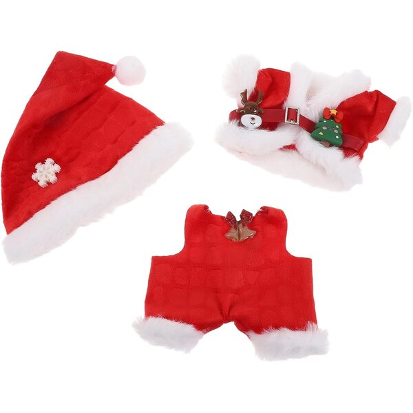 Set Abiti Babbo Natale per Bambole con Cappello e Pantaloni - Costume Natalizio ORFOFE