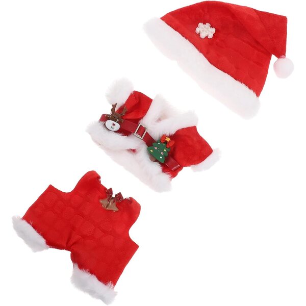 Set Abiti Natalizi per Bambole con Cappello e Pantaloni, Costume Babbo Natale Mini