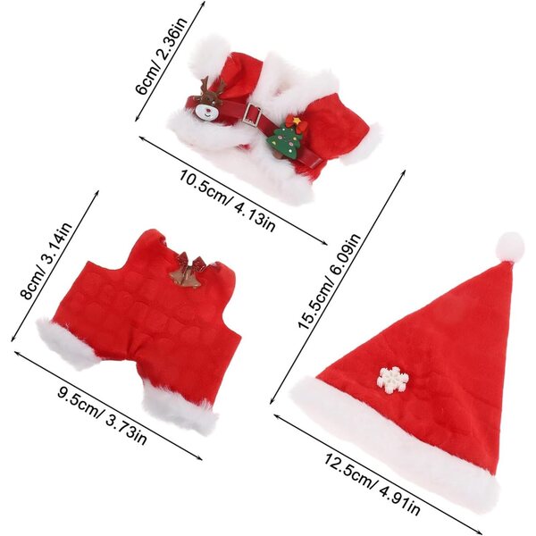 Set Abiti Natalizi per Bambole con Cappello e Pantaloni, Costume Babbo Natale Mini