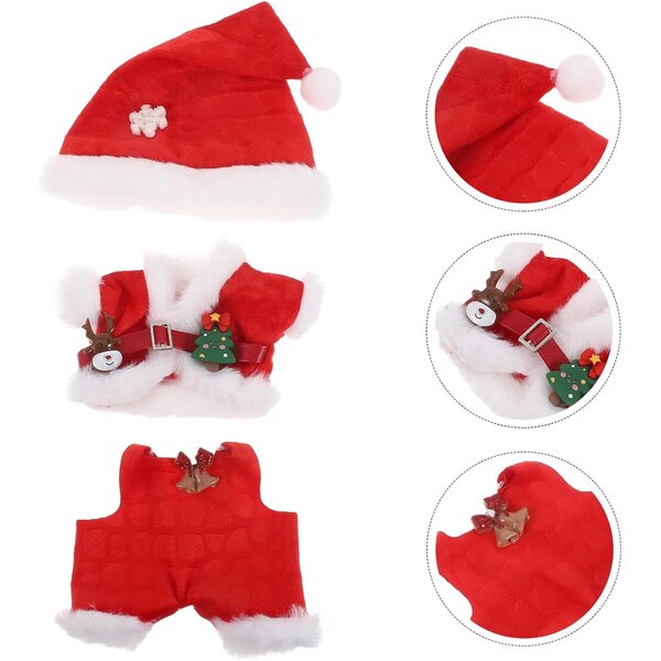 Set Abiti Natalizi per Bambole con Cappello e Pantaloni, Costume Babbo Natale Mini