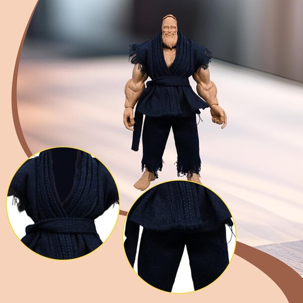 1:12 Judo-Uniform für 6-Zoll-männliche Actionfiguren aus dunkelblauem Stoff