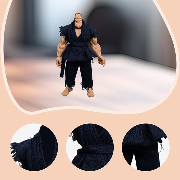 1:12 Judo-Uniform für 6-Zoll-männliche Actionfiguren aus dunkelblauem Stoff