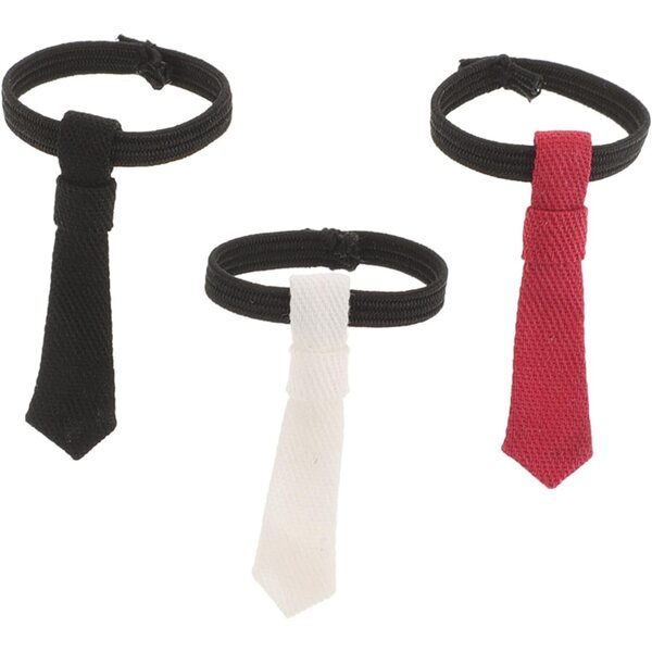 Set mit 3 Miniatur-Krawatten für DIY-Puppen, eleganter schwarz-weiß-roter Stoff