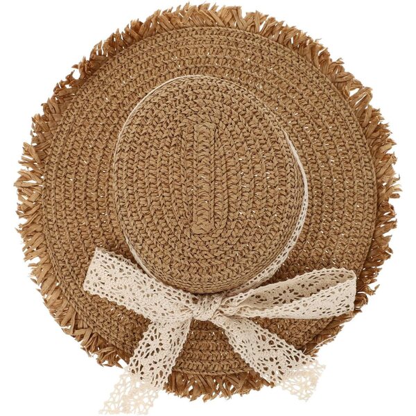 Cappello di Paglia Khaki con Fiocco in Cotone per Bambole, Elegante e Resistente