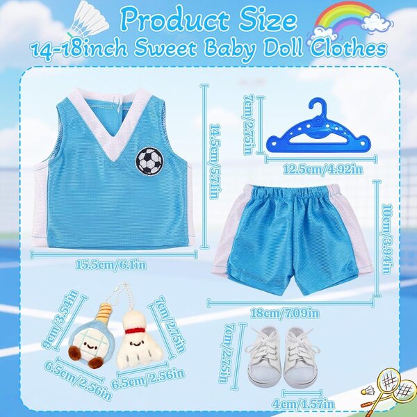Kleidung für 35,5–45,7 cm große Puppen mit Sportzubehör und weißen Schuhen