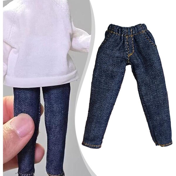 1/12 Jeanshose für Actionfigur 6" Unisex aus dunkelblauem, widerstandsfähigem Stoff