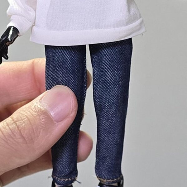 1/12 Jeanshose für Actionfigur 6" Unisex aus dunkelblauem, widerstandsfähigem Stoff