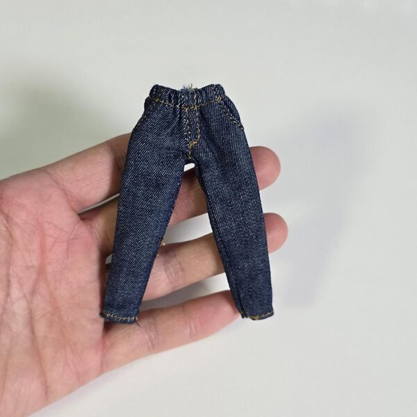 1/12 Jeanshose für Actionfigur 6" Unisex aus dunkelblauem, widerstandsfähigem Stoff