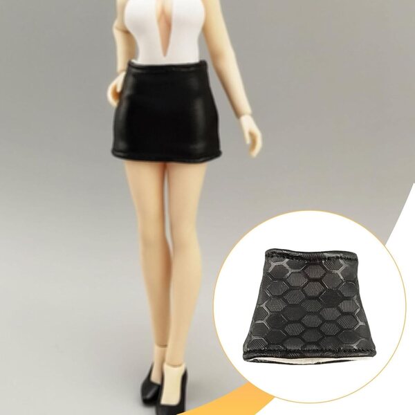 Minirock für 1/12 Folpus Doll aus lässig schickem, schwarzem, weichem Stoff