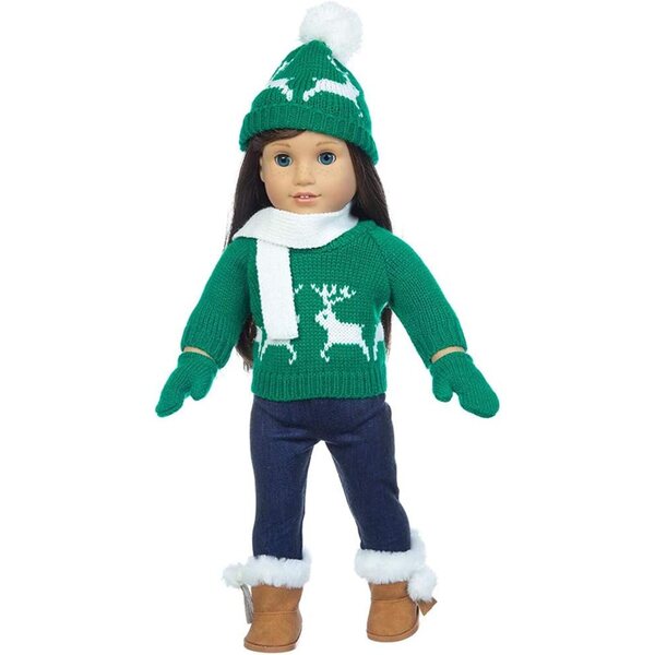 Cryfokt Winterkleidungsset für 16-18-Zoll-Puppen – Pullover, Hose und Schal