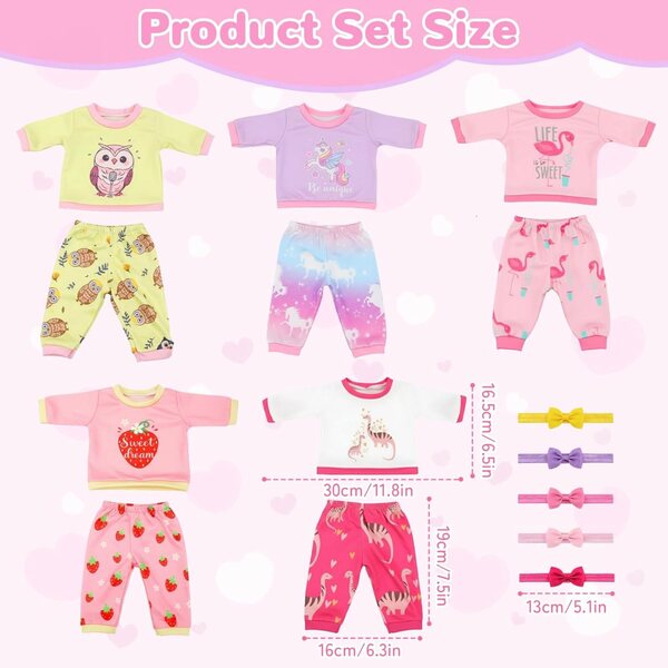 Set 5 vestiti rosa per bambole 30-45 cm - Abiti moda per bambole Orizizhic