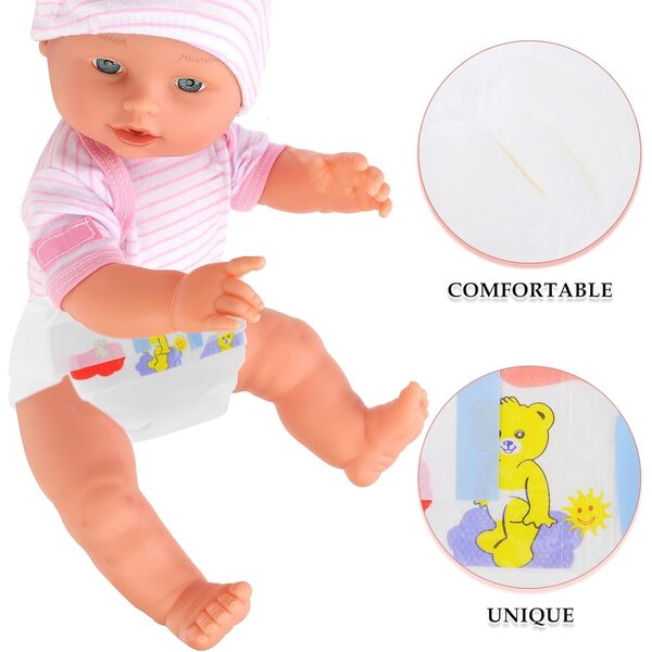 VICASKY 5 bunte weiche Windeln für 30-cm-Puppen – realistisches Zubehör