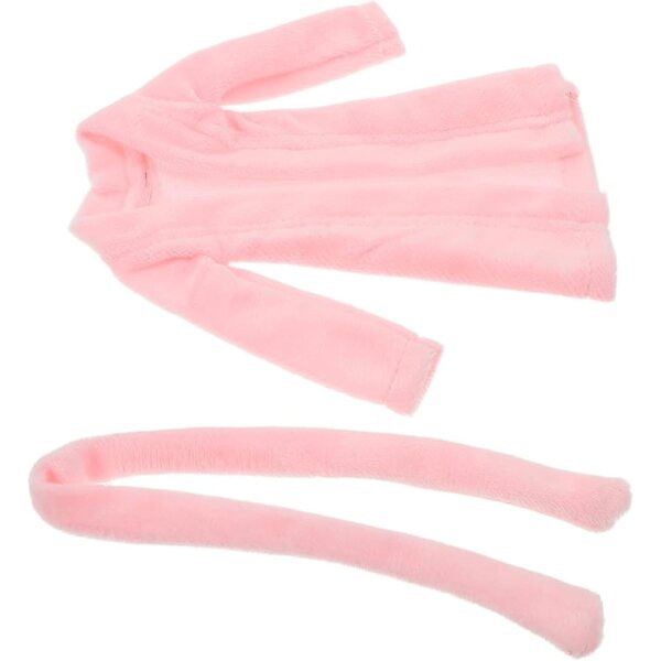 Accappatoio in peluche rosa per bambole 17x15 cm, morbido e lavabile per giochi di ruolo