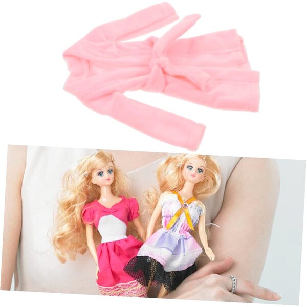 Accappatoio in peluche rosa per bambole 17x15 cm, morbido e lavabile per giochi di ruolo