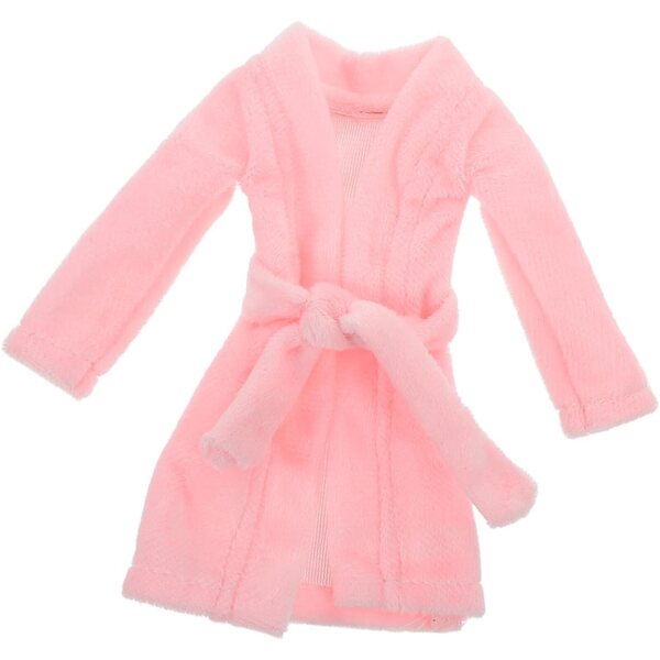 Accappatoio in peluche rosa per bambole 17x15 cm, morbido e lavabile per giochi di ruolo