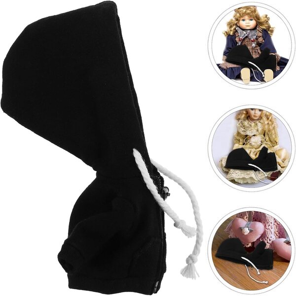 Felpa Cappuccio Nera per Bambole 12 cm | Vestito Mini Accessorio Moda Alasum