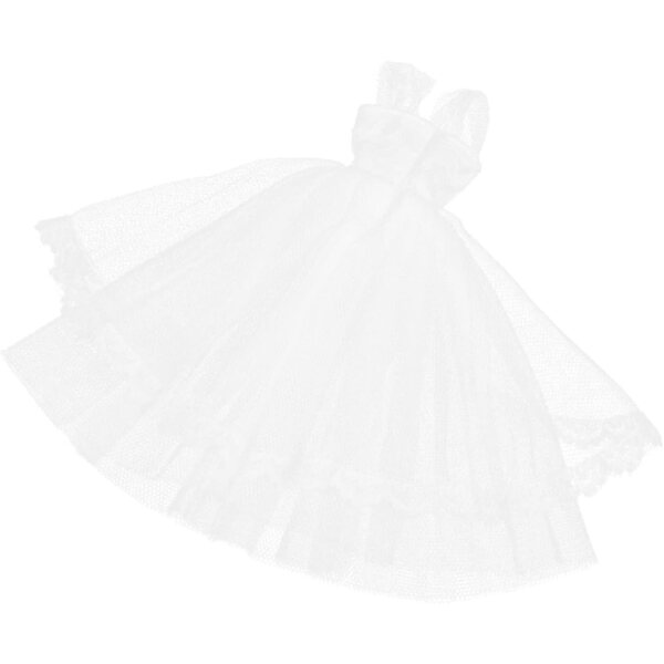 Abito da Sposa per Bambola Piccolo Bianco Elegante e Leggero in Poliestere