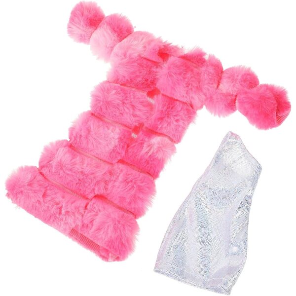 Kleidungsset für Puppen 27–29 cm aus rosa Plüsch, weiche und bequeme Weste und T-Shirt