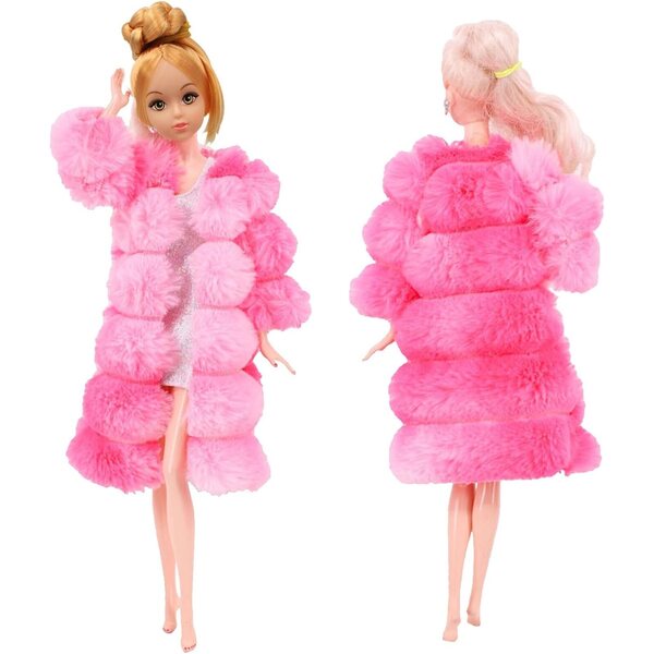 Kleidungsset für Puppen 27–29 cm aus rosa Plüsch, weiche und bequeme Weste und T-Shirt