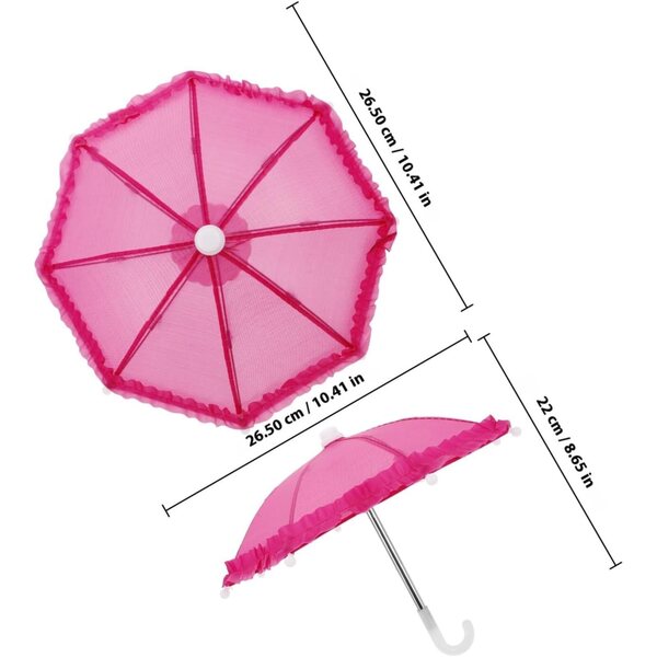 Mini Ombrello per Bambole da 18 Pollici, Accessorio Parasole Decorativo e Giocattolo