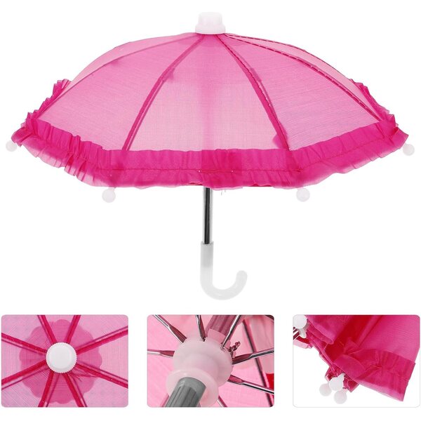 Mini Ombrello per Bambole da 18 Pollici, Accessorio Parasole Decorativo e Giocattolo