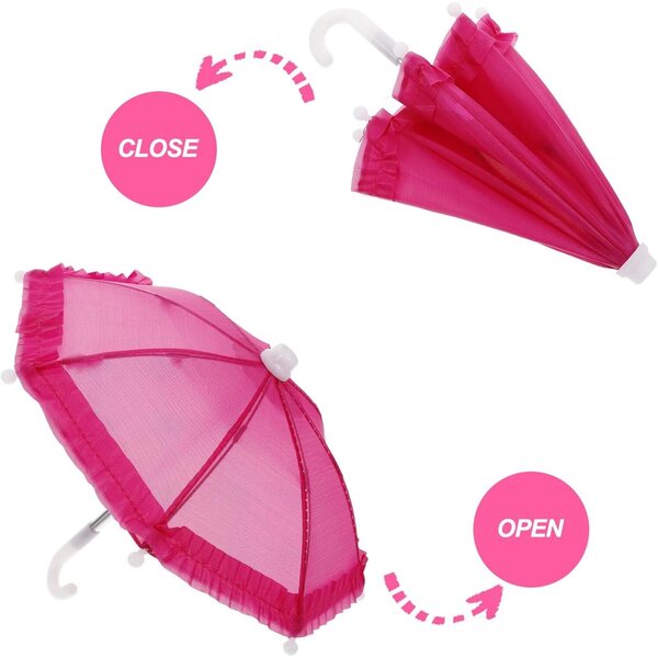 Mini Ombrello per Bambole da 18 Pollici, Accessorio Parasole Decorativo e Giocattolo