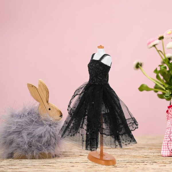 HEMOTON 30 cm schwarzes Puppen-Ballettkleid mit Chiffon-Tutu-Rock