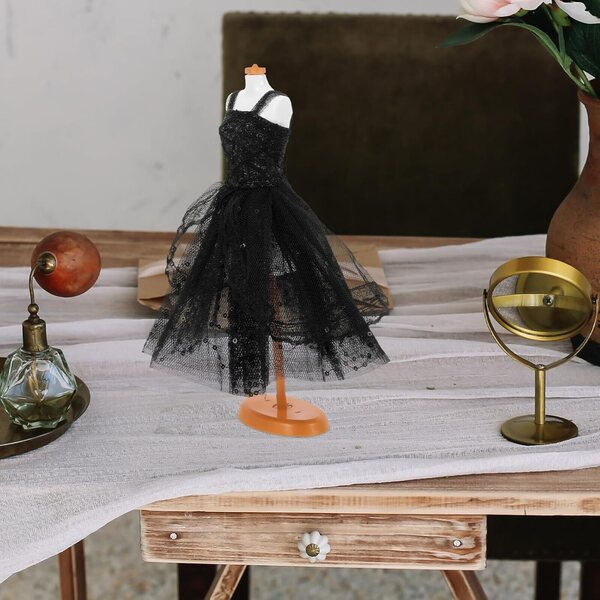 HEMOTON 30 cm schwarzes Puppen-Ballettkleid mit Chiffon-Tutu-Rock