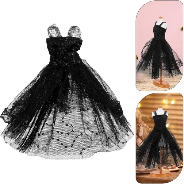 HEMOTON 30 cm schwarzes Puppen-Ballettkleid mit Chiffon-Tutu-Rock