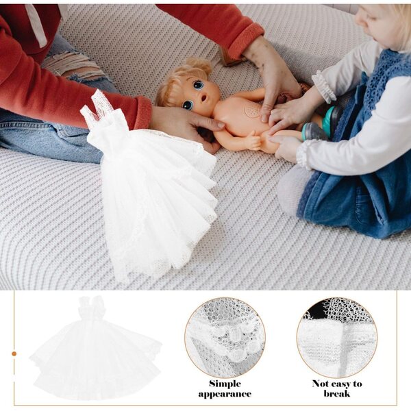 Abito da Sposa per Bambola Mikinona, Elegante Mini Vestito Bianco 16cm