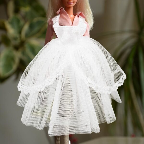 Abito da Sposa per Bambola Mikinona, Elegante Mini Vestito Bianco 16cm