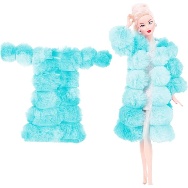 Set Abbigliamento per Bambole 27-29 cm Gilet in Peluche Morbido e Maglietta Azzurra