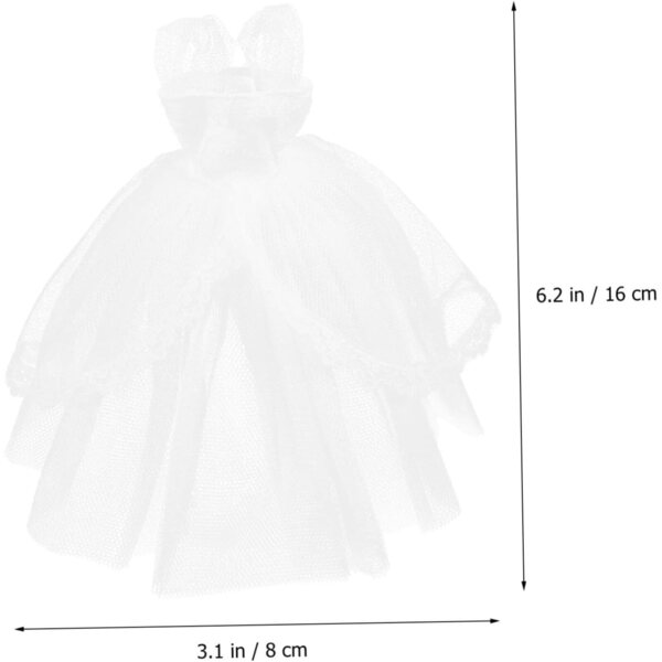 Abito da Sposa per Bambola Bianco Miniatura, Accessorio Decorativo Elegante e Riutilizzabile