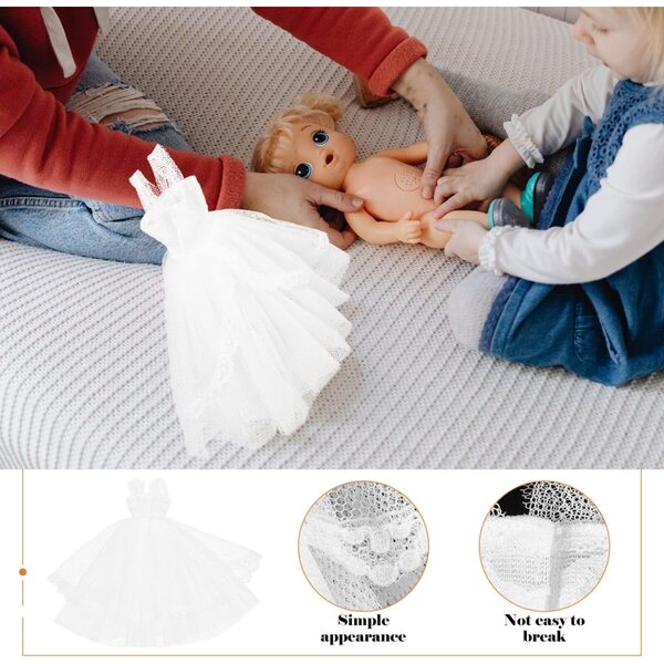 Abito da Sposa per Bambola Bianco Miniatura, Accessorio Decorativo Elegante e Riutilizzabile