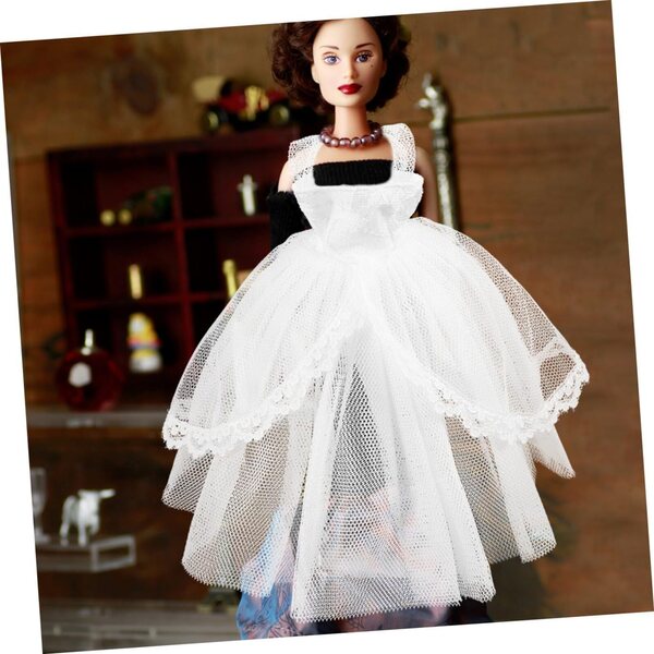 Abito da Sposa per Bambola Bianco Miniatura, Accessorio Decorativo Elegante e Riutilizzabile