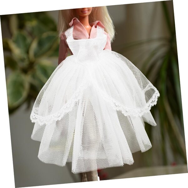 Abito da Sposa per Bambola Bianco Miniatura, Accessorio Decorativo Elegante e Riutilizzabile